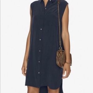 Frame Navy Sleeveless Silk Shirt Dress size S
